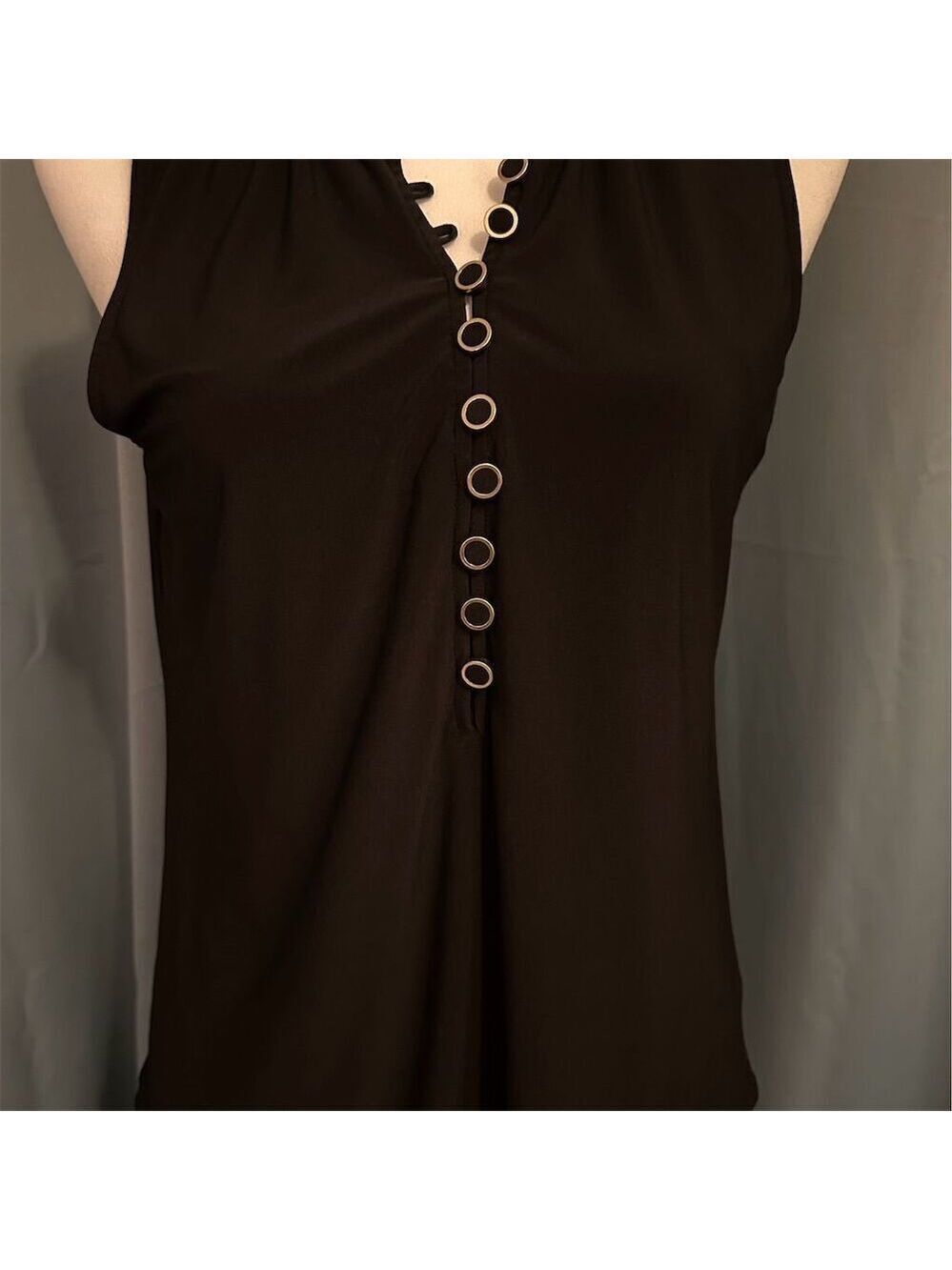 White House Black Market Women's Sleeveless Halter Top Black M Casual